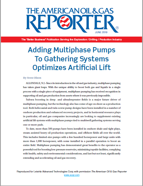 Adding Multiphase Pumps To Gathering Systems Optimizes Artificial Lift