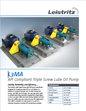 L3MA API Compliant Triple Screw Lube Oil Pump